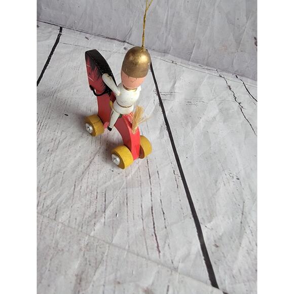 Vintage Wooden toy Solder Riding Rocking Horse Christmas Ornament - Picture 5 of 6